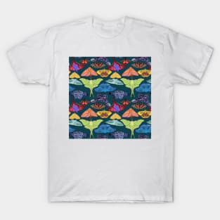 Pride Moth for Pride Month Rainbow on Teal T-Shirt